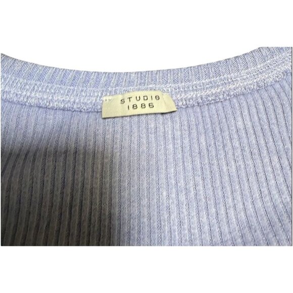 Studio 1886 Ribbed Knit 3/4 Sleeves Lavender Touch Of Lace Tunic Top Size XL - Picture 4 of 7